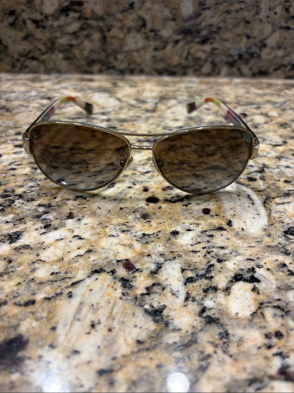 Coach Gold Aviator Sunglasses with Brown Lenses